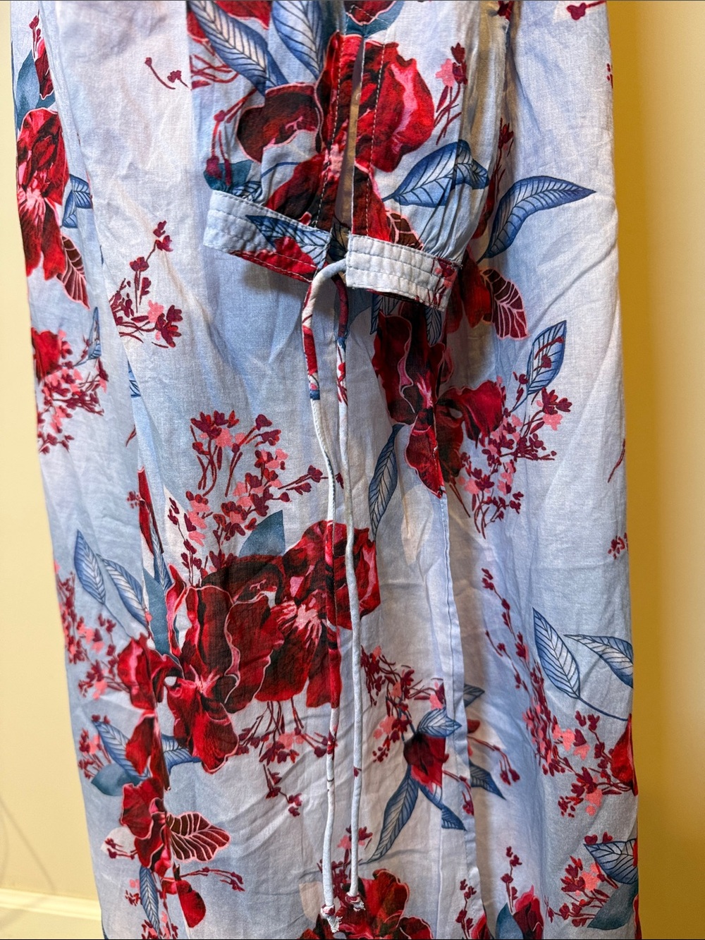 J. Crew Cotton voile Kaftan tunic dress  Sky Blue Maxi Dress Floral Print NWT M - Picture 11 of 12